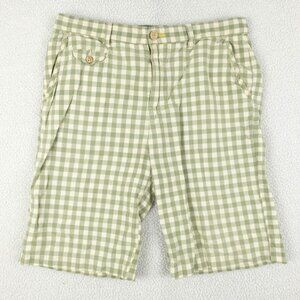 Kanvas By Katin Shorts Mens 34 Green White Gingam Check Lightweight Classic